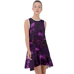 Purple Flowers Frill Swing Dress