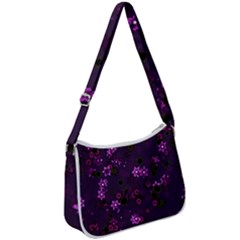 Purple Flowers Zip Up Shoulder Bag