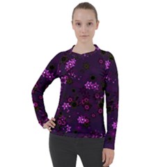 Purple Flowers Women s Pique Long Sleeve Tee