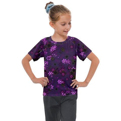 Purple Flowers Kids  Mesh Piece Tee by SpinnyChairDesigns