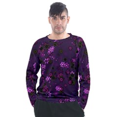 Purple Flowers Men s Long Sleeve Raglan Tee