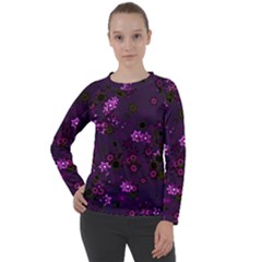 Purple Flowers Women s Long Sleeve Raglan Tee