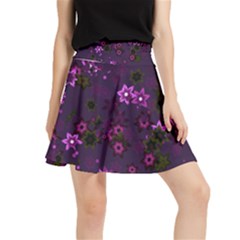 Purple Flowers Waistband Skirt