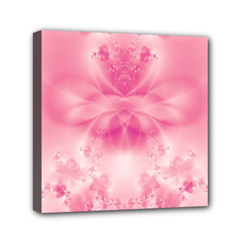 Pink Floral Pattern Mini Canvas 6  X 6  (stretched) by SpinnyChairDesigns