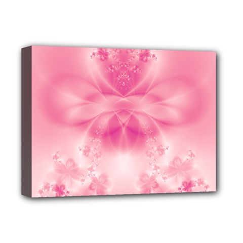 Pink Floral Pattern Deluxe Canvas 16  X 12  (stretched)  by SpinnyChairDesigns