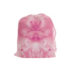 Pink Floral Pattern Drawstring Pouch (large) by SpinnyChairDesigns