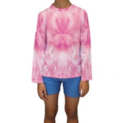 Pink Floral Pattern Kids  Long Sleeve Swimwear by SpinnyChairDesigns