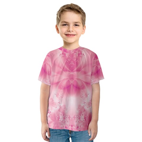 Pink Floral Pattern Kids  Sport Mesh Tee by SpinnyChairDesigns