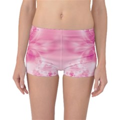 Pink Floral Pattern Boyleg Bikini Bottoms by SpinnyChairDesigns