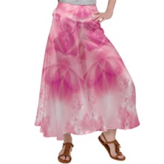 Pink Floral Pattern Satin Palazzo Pants by SpinnyChairDesigns