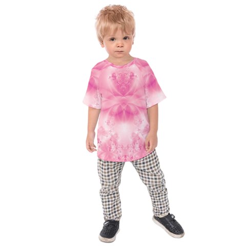 Pink Floral Pattern Kids  Raglan Tee by SpinnyChairDesigns