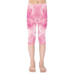 Pink Floral Pattern Kids  Capri Leggings  by SpinnyChairDesigns