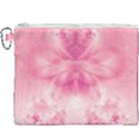 Pink Floral Pattern Canvas Cosmetic Bag (XXXL) View1