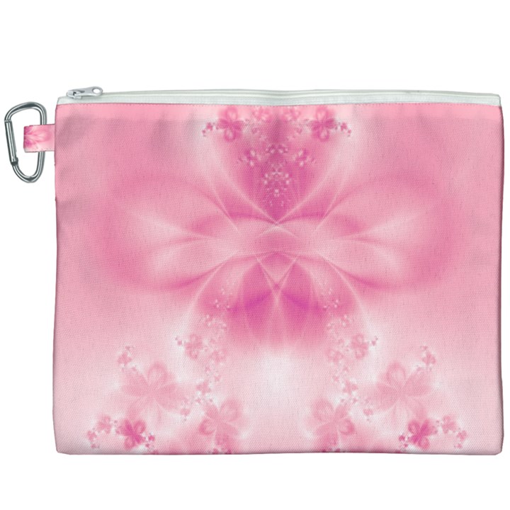 Pink Floral Pattern Canvas Cosmetic Bag (XXXL)