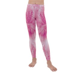 Pink Floral Pattern Kids  Lightweight Velour Leggings by SpinnyChairDesigns