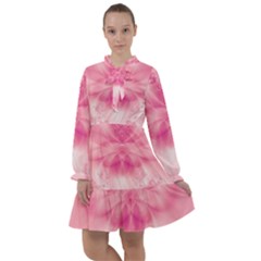 Pink Floral Pattern All Frills Chiffon Dress by SpinnyChairDesigns