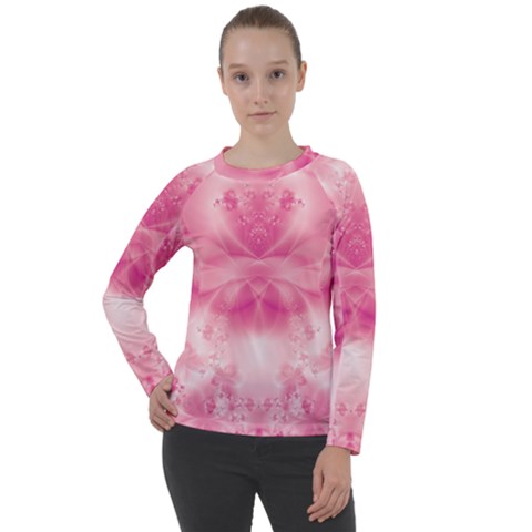 Pink Floral Pattern Women s Long Sleeve Raglan Tee by SpinnyChairDesigns