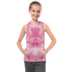 Pink Floral Pattern Kids  Sleeveless Hoodie by SpinnyChairDesigns