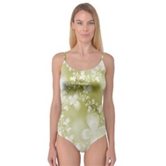 Olive Green With White Flowers Camisole Leotard  by SpinnyChairDesigns