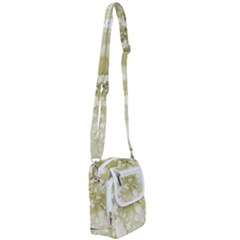 Olive Green With White Flowers Shoulder Strap Belt Bag by SpinnyChairDesigns