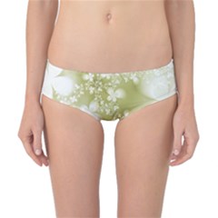 Olive Green With White Flowers Classic Bikini Bottoms by SpinnyChairDesigns