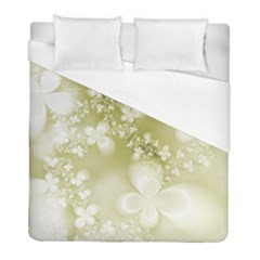 Olive Green With White Flowers Duvet Cover (full/ Double Size) by SpinnyChairDesigns