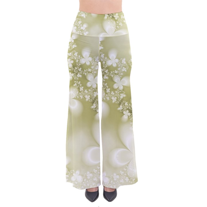 Olive Green With White Flowers So Vintage Palazzo Pants