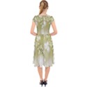 Olive Green With White Flowers Cap Sleeve Front Wrap Midi Dress View2