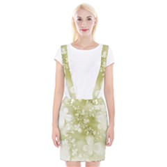 Olive Green With White Flowers Braces Suspender Skirt by SpinnyChairDesigns