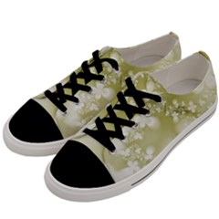 Olive Green With White Flowers Men s Low Top Canvas Sneakers by SpinnyChairDesigns