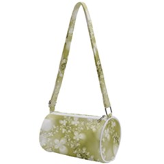 Olive Green With White Flowers Mini Cylinder Bag by SpinnyChairDesigns