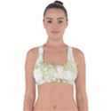 Olive Green With White Flowers Cross Back Hipster Bikini Top  View1