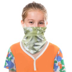 Olive Green With White Flowers Face Covering Bandana (kids) by SpinnyChairDesigns