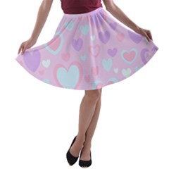 Unicorn Hearts A-line Skater Skirt by MooMoosMumma