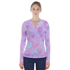 Unicorn Hearts V-neck Long Sleeve Top by MooMoosMumma