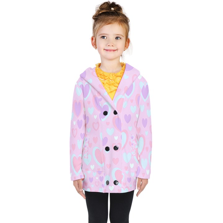 Unicorn Hearts Kids  Double Breasted Button Coat