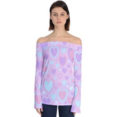 Unicorn Hearts Off Shoulder Long Sleeve Top by MooMoosMumma