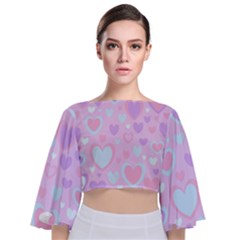 Unicorn Hearts Tie Back Butterfly Sleeve Chiffon Top by MooMoosMumma