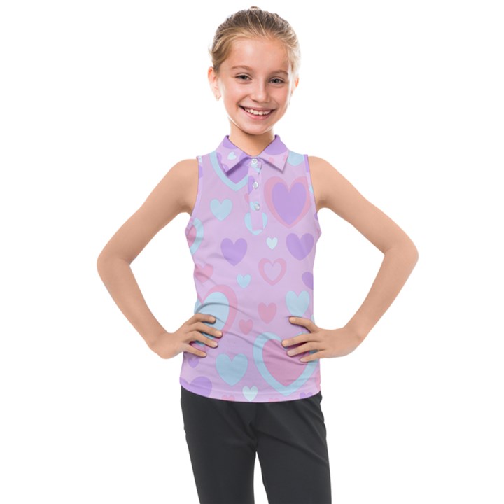 Unicorn Hearts Kids  Sleeveless Polo Tee