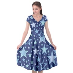 Stars Blue Cap Sleeve Wrap Front Dress by MooMoosMumma