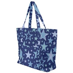 Stars Blue Zip Up Canvas Bag by MooMoosMumma