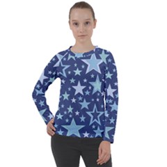 Stars Blue Women s Long Sleeve Raglan Tee