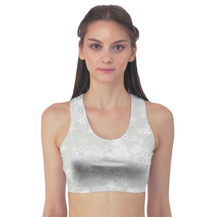 Ash Grey Floral Pattern Sports Bra