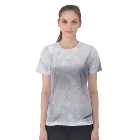 Ash Grey Floral Pattern Women s Sport Mesh Tee by SpinnyChairDesigns