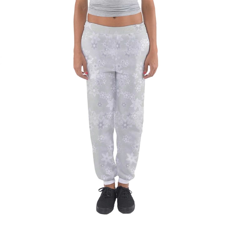 Ash Grey Floral Pattern Women s Jogger Sweatpants