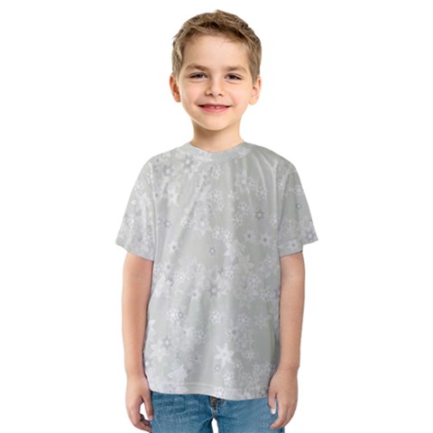 Ash Grey Floral Pattern Kids  Sport Mesh Tee by SpinnyChairDesigns