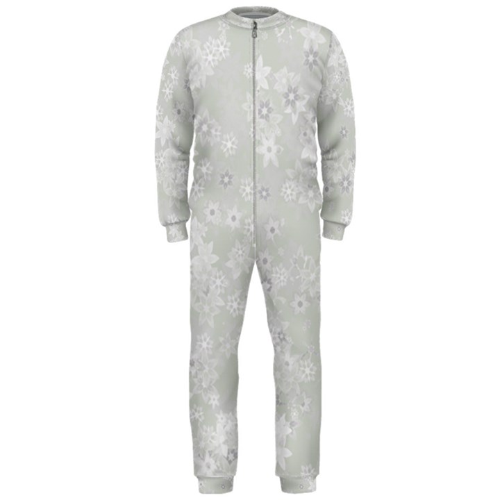 Ash Grey Floral Pattern OnePiece Jumpsuit (Men) 