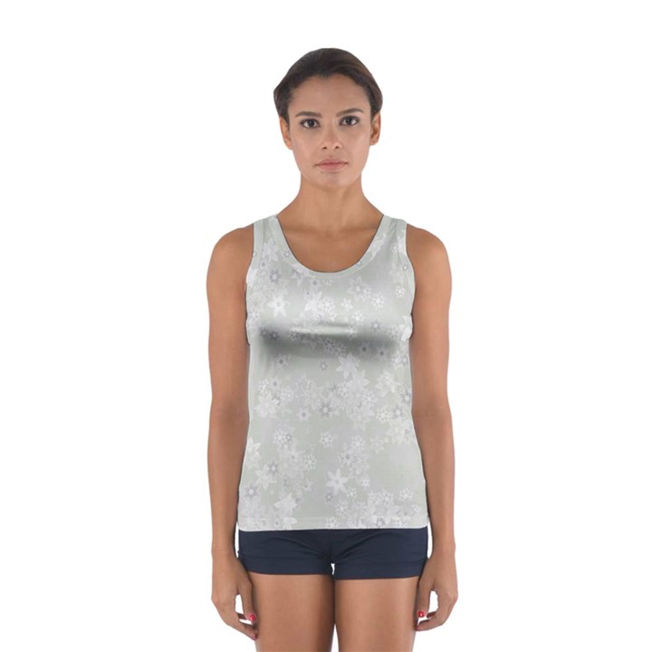 Ash Grey Floral Pattern Sport Tank Top 