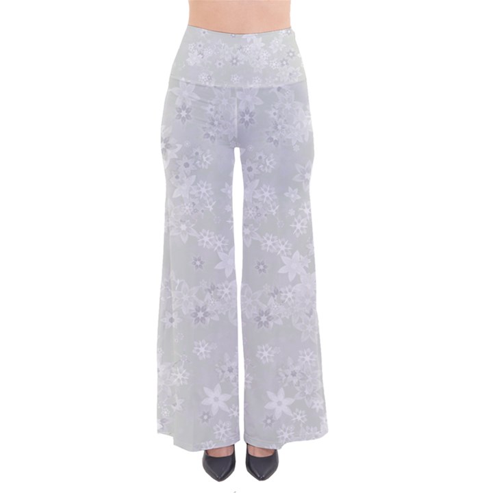 Ash Grey Floral Pattern So Vintage Palazzo Pants