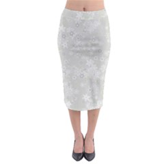 Ash Grey Floral Pattern Midi Pencil Skirt by SpinnyChairDesigns